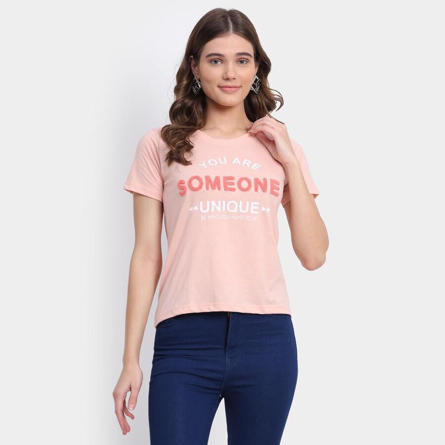 Ladies' Cotton T-Shirt, Peach, large image number null